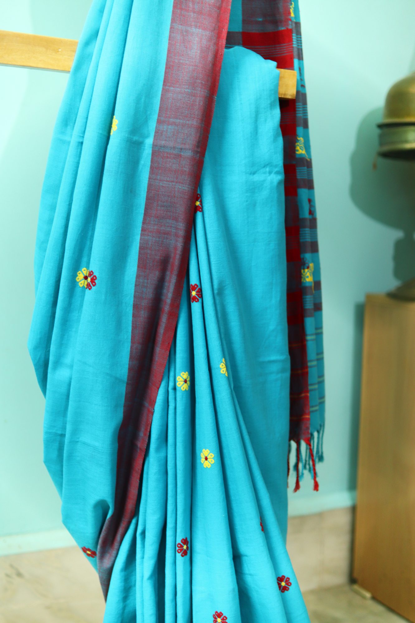Sky Blue Handwoven Saree with Small Floral Buta