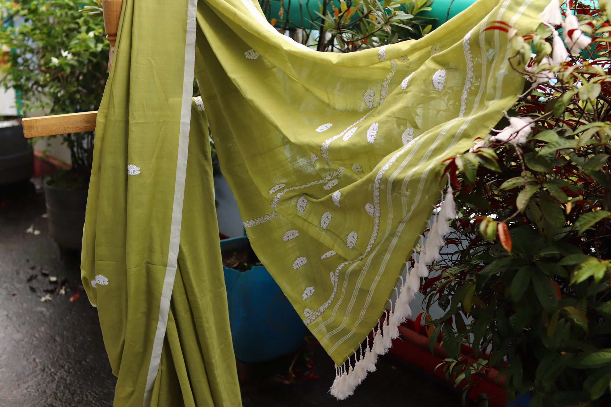 Light Green Handwoven Saree with Small Buta