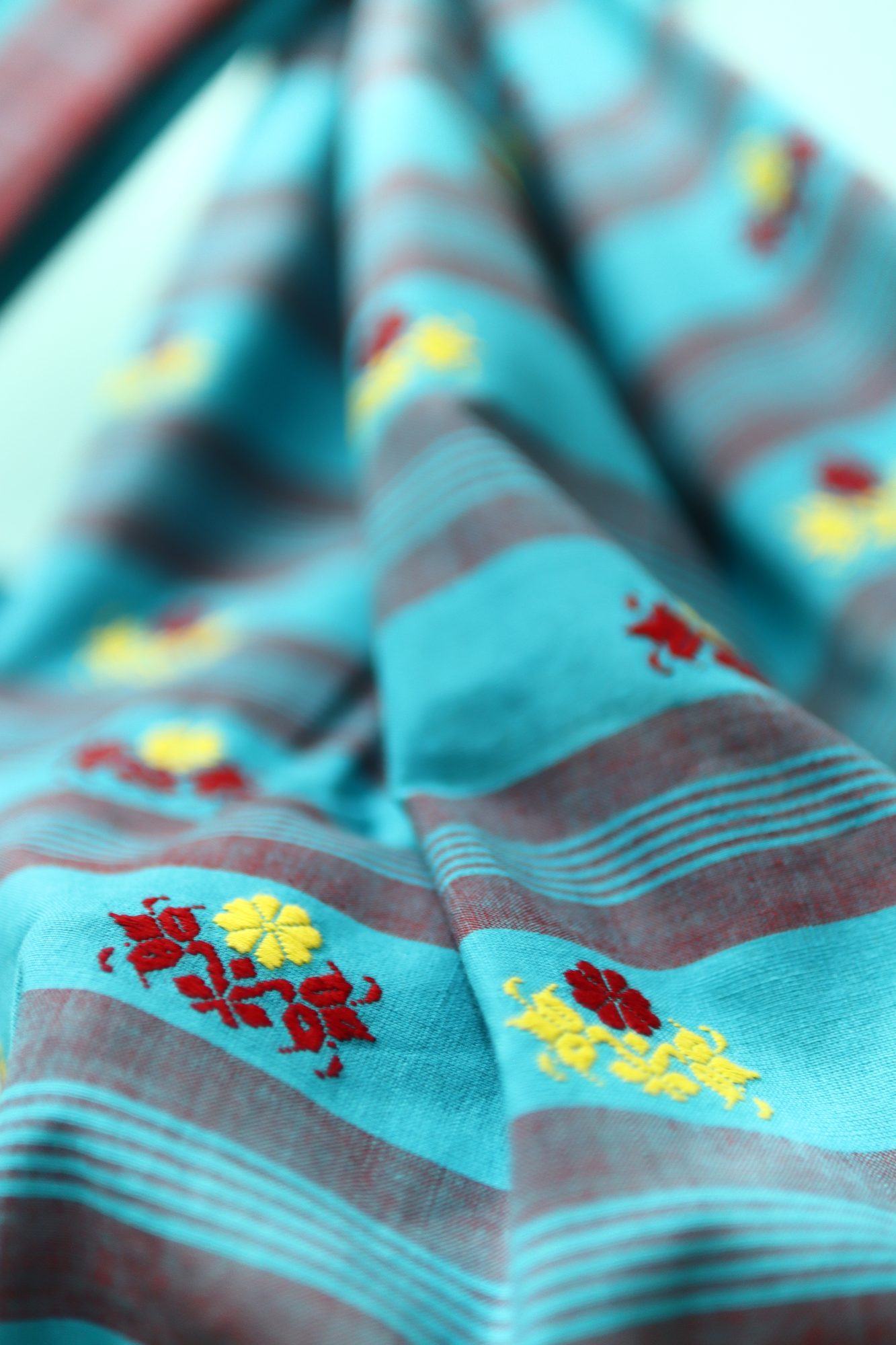 Sky Blue Handwoven Saree with Small Floral Buta